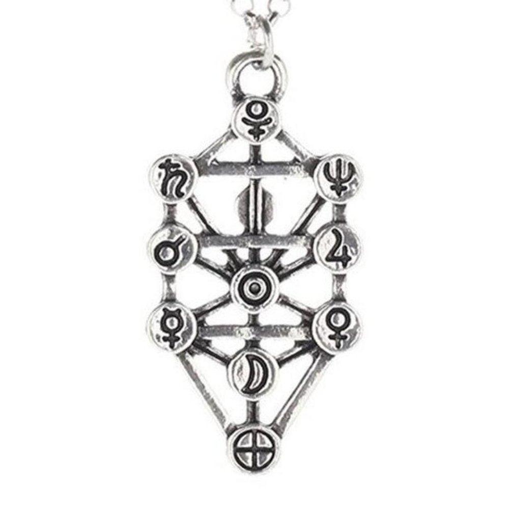LAST1- Qabalah Tree of Life Occult Silver Necklace - Picture 3 of 4